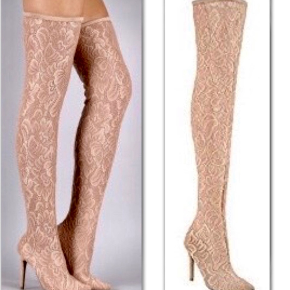 NUDE LACE OVER THE KNEE BOOT SOLD-OUT - Picture 2 of 8